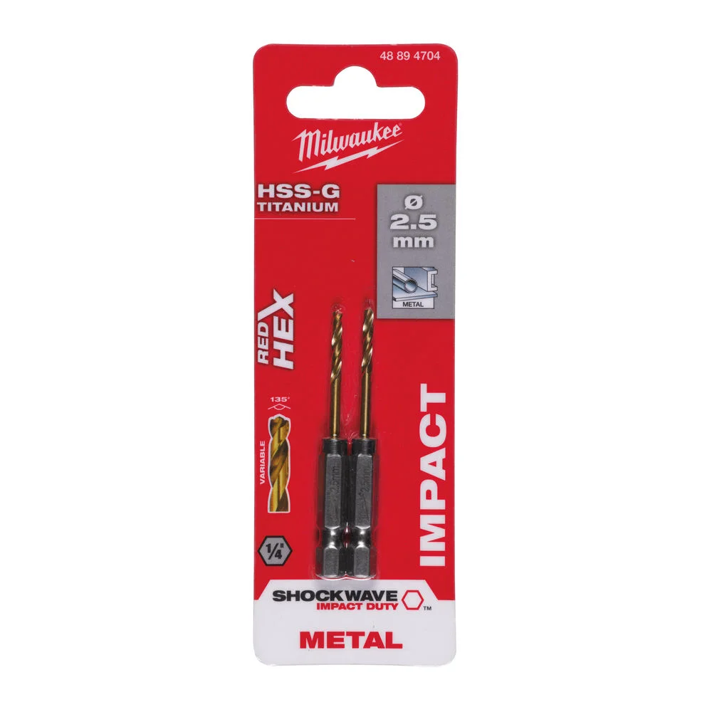 Milwaukee metallbor HSS-G TiN 2,5 mm v:6430903