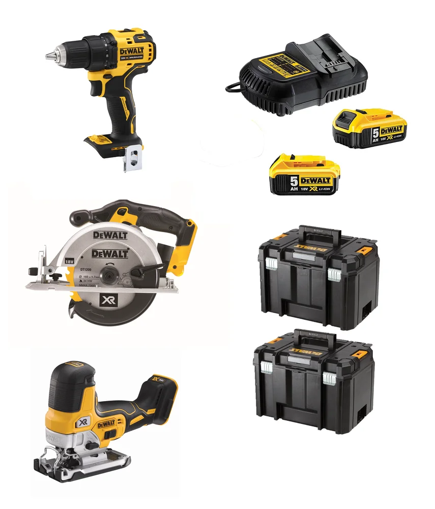 Dewalt Dewalt verktøysett drill, stikksag og sirkelsag v:3305186 Dewalt Dewalt verktøysett drill, stikksag og sirkelsag v:3305186