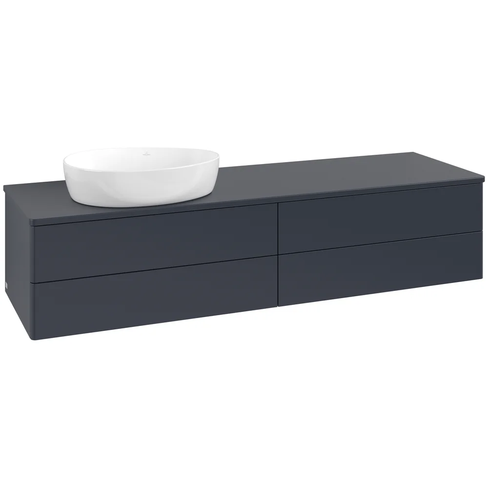 V&B ANTAO SERVANTSKAP 4 SKUFFER GLATT 1600X360X500 VENSTRE M/KRANHULL BLÅ v:2264472