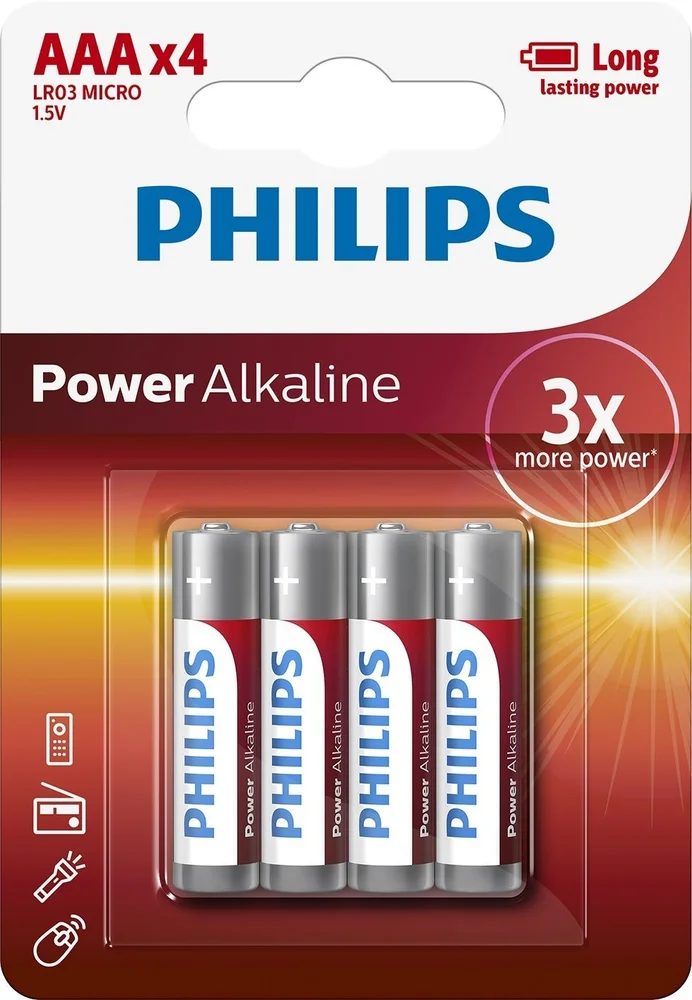 PHILIPS BATTERI AAA/LR03 4-P POWER v:2451596 PHILIPS BATTERI AAA/LR03 4-P POWER v:2451596
