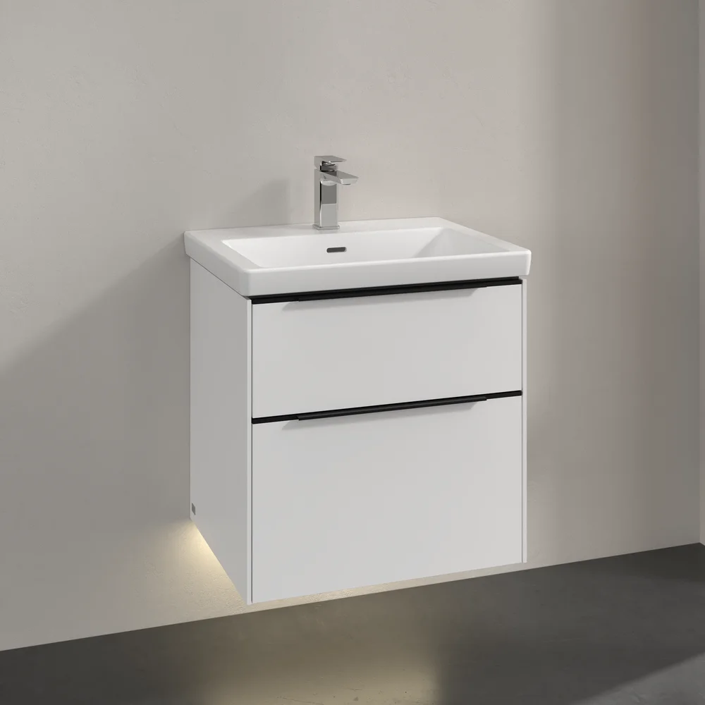 V&B SUBWAY 3.0 SERVANTSKAP 57X47 BRILLIANT WHITE M/LYS HÅNDTAK I VOLCANO BLACK v:5430743