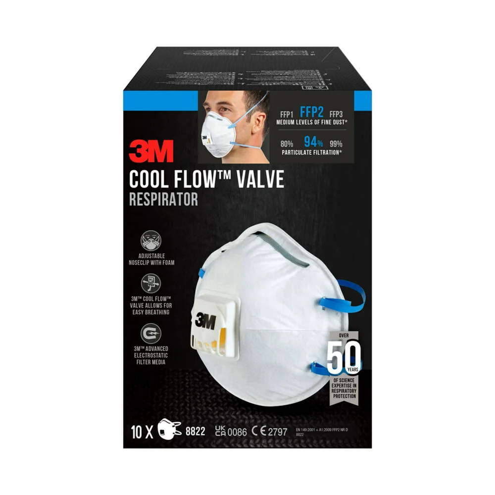 Støvmaske 8822PRO10 finstøv FFP2 10 stk m/ventil v:2667733