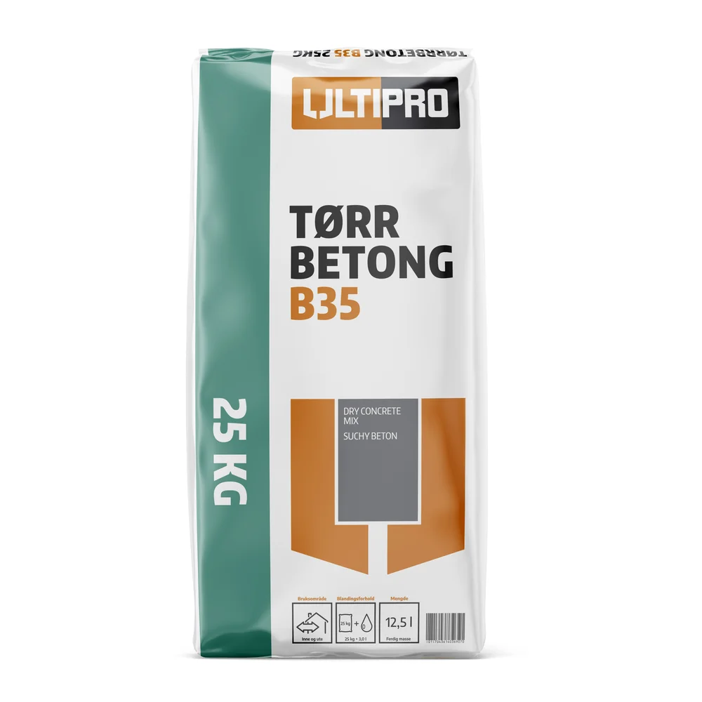 Ultipro Tørrbetong B35 SG 25 kg – ferdigblandet betong med høy styrke v:2380597 Ultipro Tørrbetong B35 SG 25 kg – ferdigblandet betong med høy styrke v:2380597