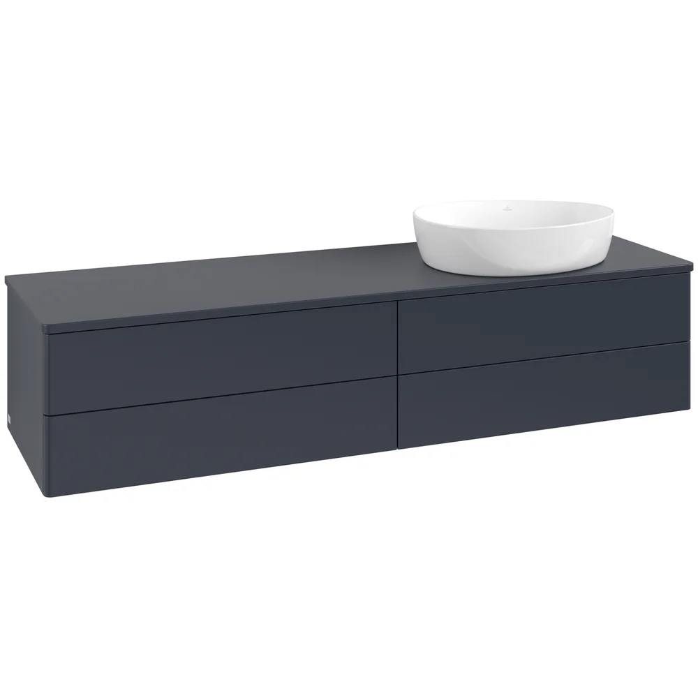 V&B ANTAO SERVANTSKAP 4 SKUFFER GLATT 1600X360X500 HØYRE U/KRANHULL BLÅ v:7527121