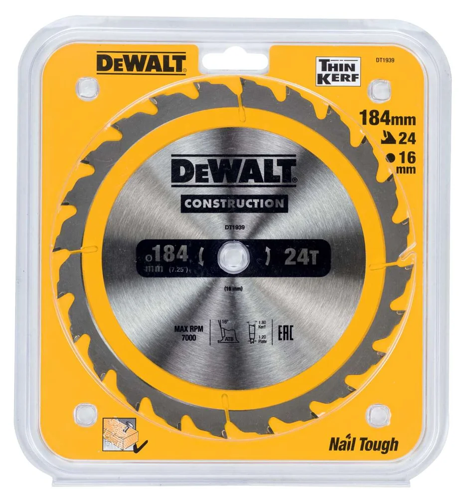 DEWALT DT1939 sirkelsagblad 184×24 mm v:3556450