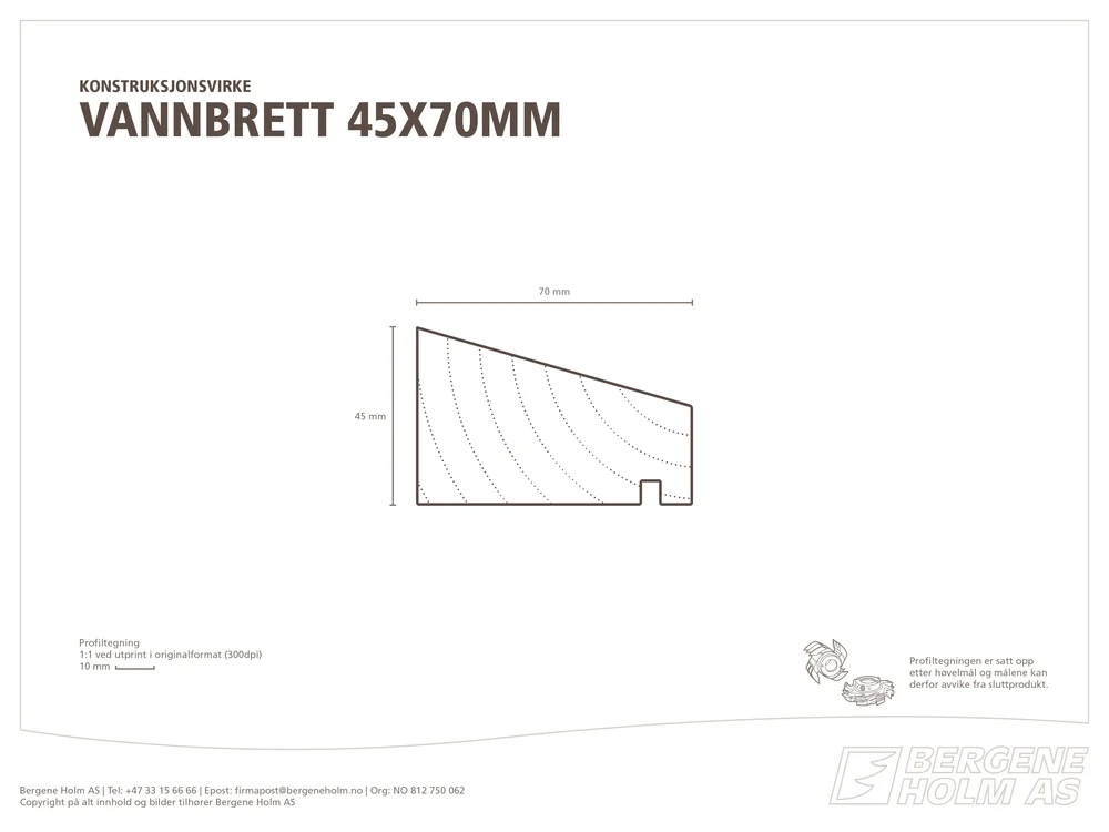 Vannbrett furu impregnert 45x70 mm v:8700868
