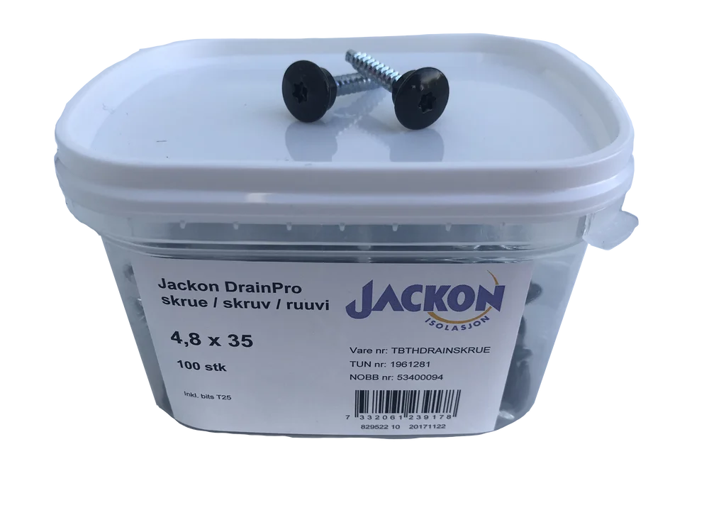Skrue 35mm jackon drainpro 100 stk/pk v:2101708 Skrue 35mm jackon drainpro 100 stk/pk v:2101708