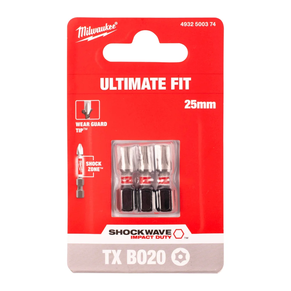 Milwaukee Bits Shockwave TXBO20, 25 mm, 3-pakning v:7136008