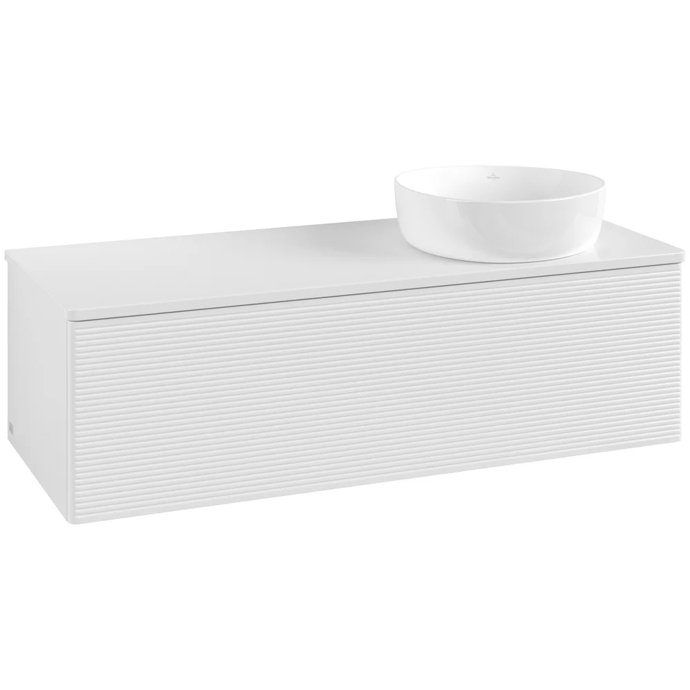 V&B ANTAO SERVANTSKAP 1 SKUFF RILLET 1200X360X500 HØYRE U/KRANHULL HVIT v:5706453