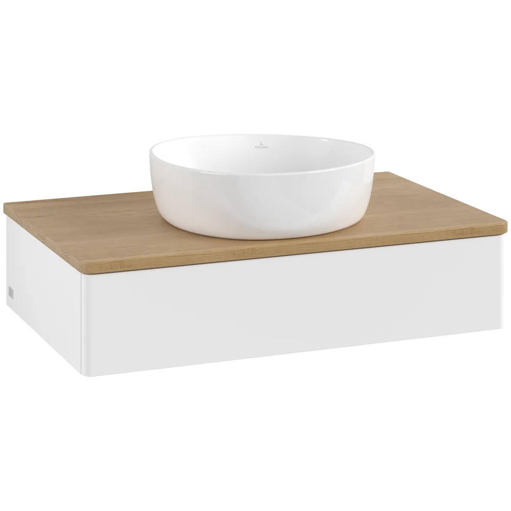 V&B ANTAO SERVANTSKAP 1 SKUFF GLATT 800X190X500 U/KRANHULL MATT HVIT/EIK v:7322744
