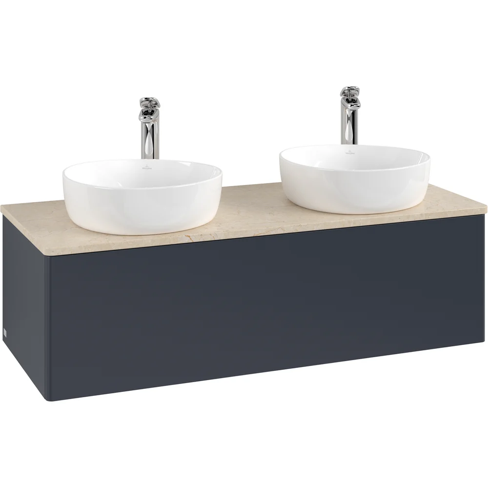 V&B ANTAO SERVANTSKAP 1 SKUFF GLATT 1200X360X500 FOR 2 SERV. M/KRANHULL M/LYS BLÅ/CRÉME v:9530034 V&B ANTAO SERVANTSKAP 1 SKUFF GLATT 1200X360X500 FOR 2 SERV. M/KRANHULL M/LYS BLÅ/CRÉME v:9530034