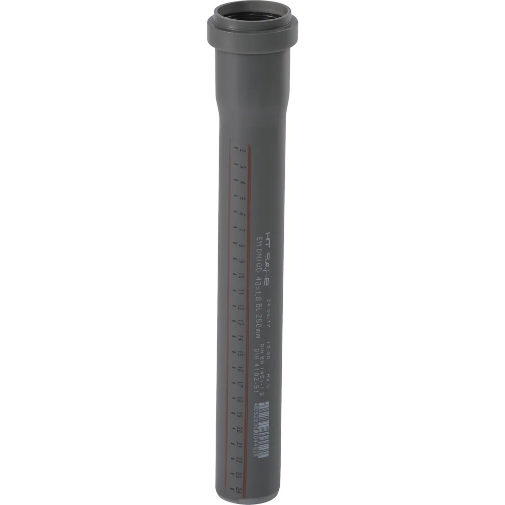 HT SAFE AVLØPSRØR M/MUFFE PP GRÅ 40X250MM v:3584978