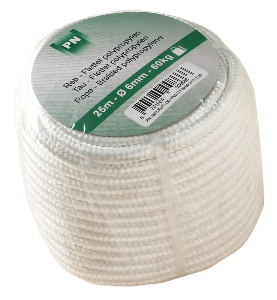 Tau flettet ø 6 mm x 25 m polypropylen v:6237932