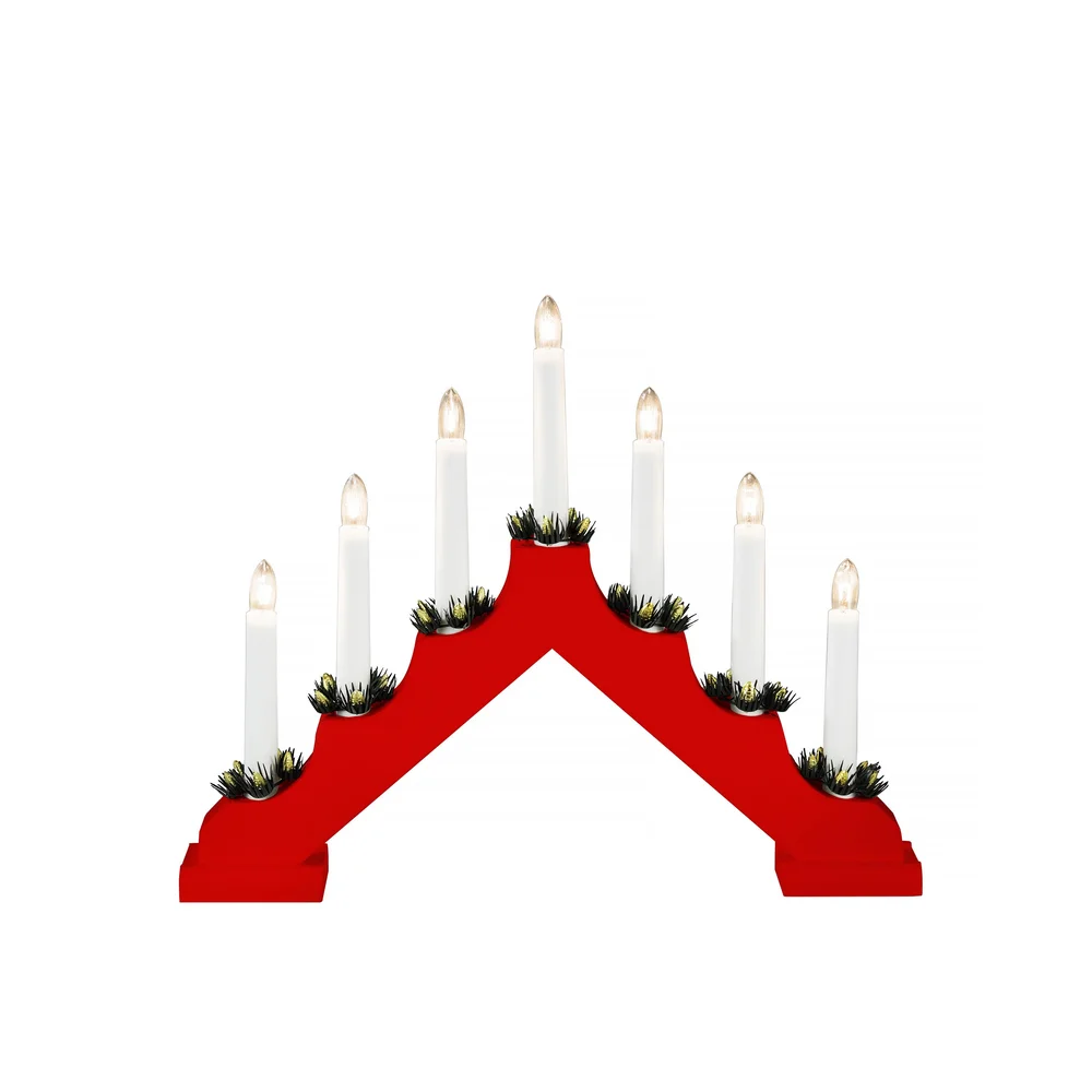 Konstsmide Elektrisk lysestake, 7 lys, rød v:8995856