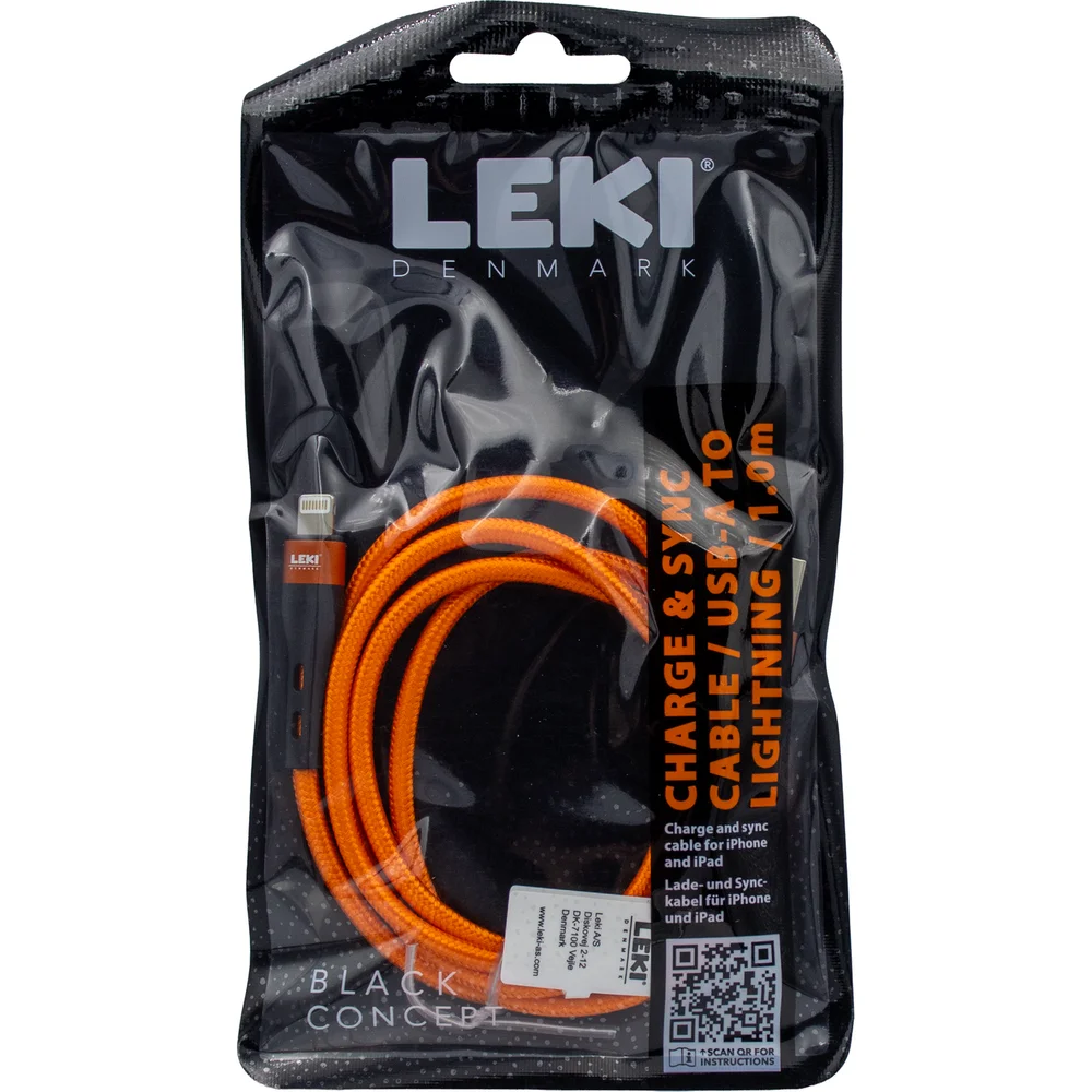 LEKI DENMARK BRAIDED ORANGE CABLE USB-A TO LIGHTNING 1.0 M v:1590419 LEKI DENMARK BRAIDED ORANGE CABLE USB-A TO LIGHTNING 1.0 M v:1590419