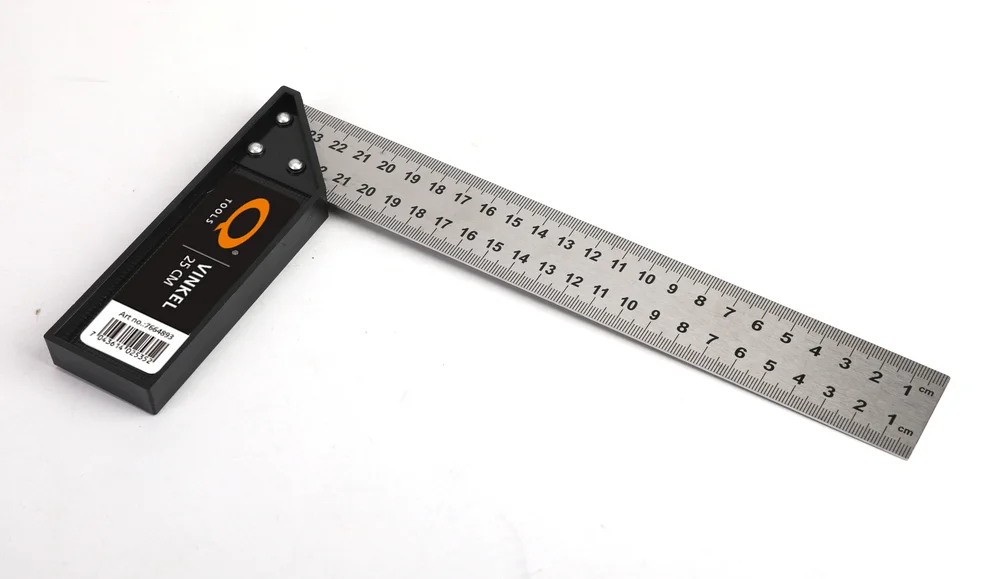 Q-Tools vinkel 25 cm med millimetergradering og fast 90°-anlegg v:8056871 Q-Tools vinkel 25 cm med millimetergradering og fast 90°-anlegg v:8056871