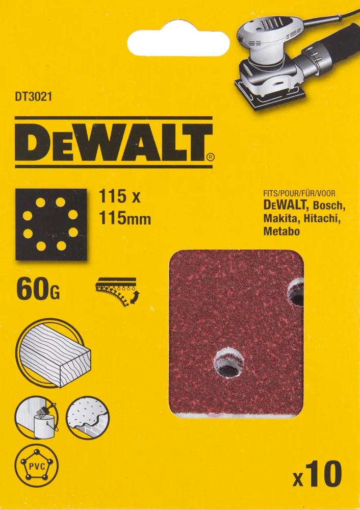 Dewalt Slipepapir 60k, 115×115 mm med borrelås v:1998980