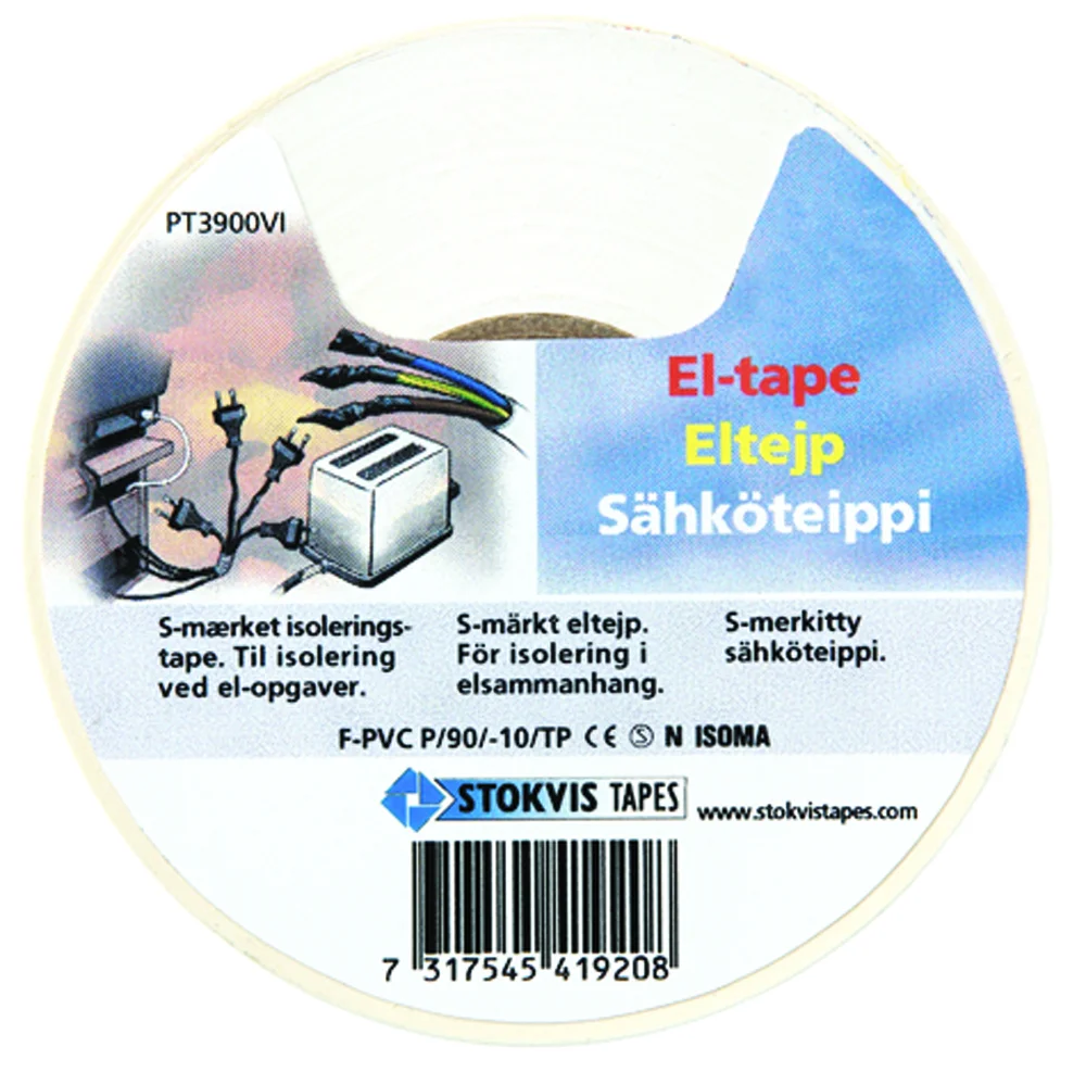 Tape elektro 19mmx20m hvit v:4543159