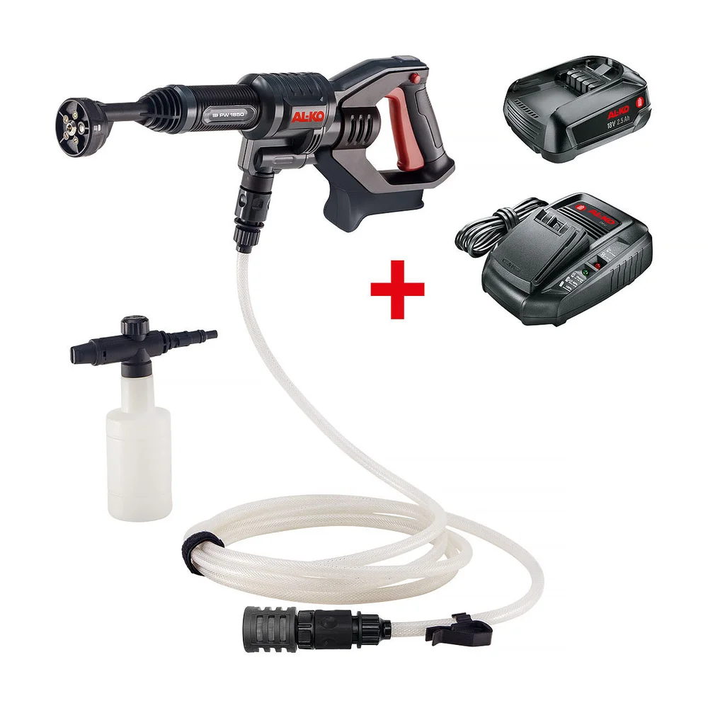 AL-KO Mellomtrykksvasker 18V, pw 1850, inkl. batteri & lader v:3954212