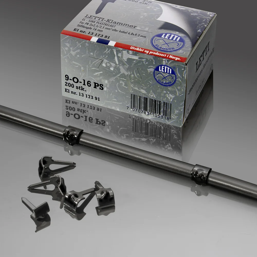 LETTI-KLAMMER 9-0-16 PS PR2X2,5 SORT 200 STK v:9591531