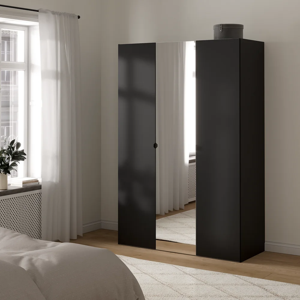 LIND NEST GARDEROBESKAP 150X220X60CM SORT MED SPEIL v:7021203 LIND NEST GARDEROBESKAP 150X220X60CM SORT MED SPEIL v:7021203