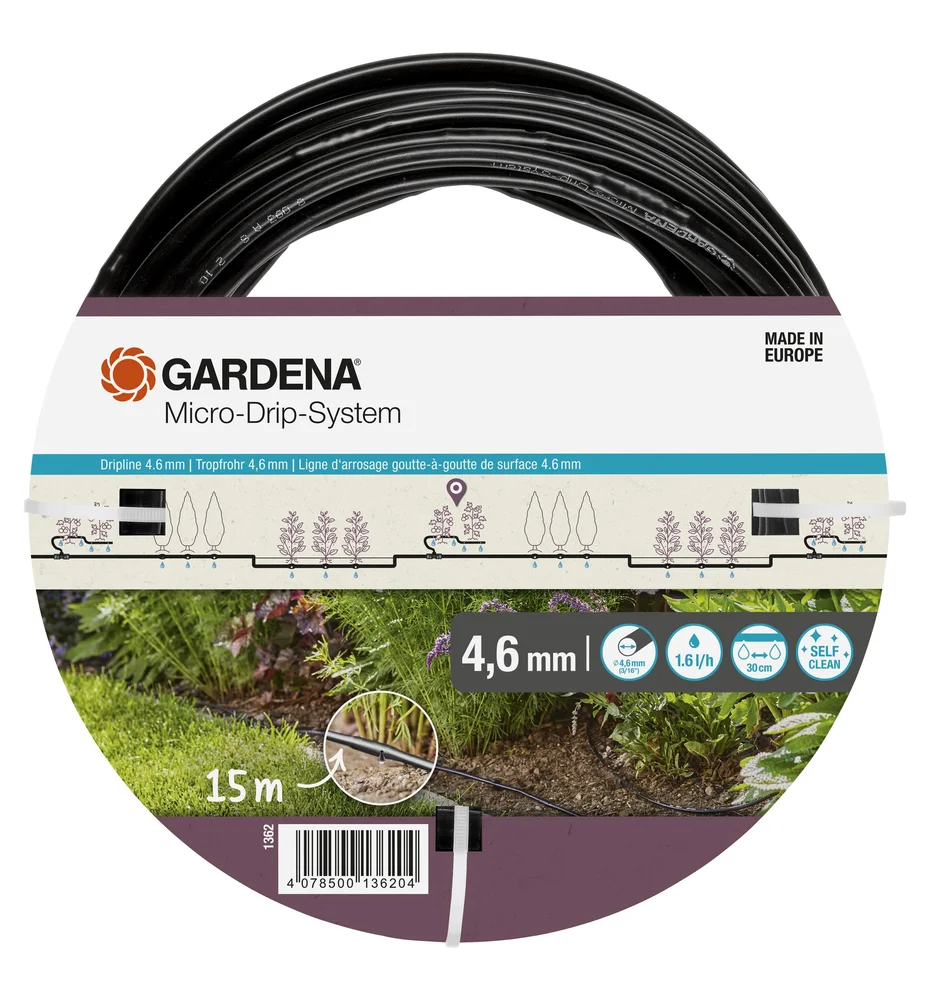 Gardena Dryppslange uten koblinger, 4,6 mm, 3/16", 15 m. v:3302091 Gardena Dryppslange uten koblinger, 4,6 mm, 3/16", 15 m. v:3302091