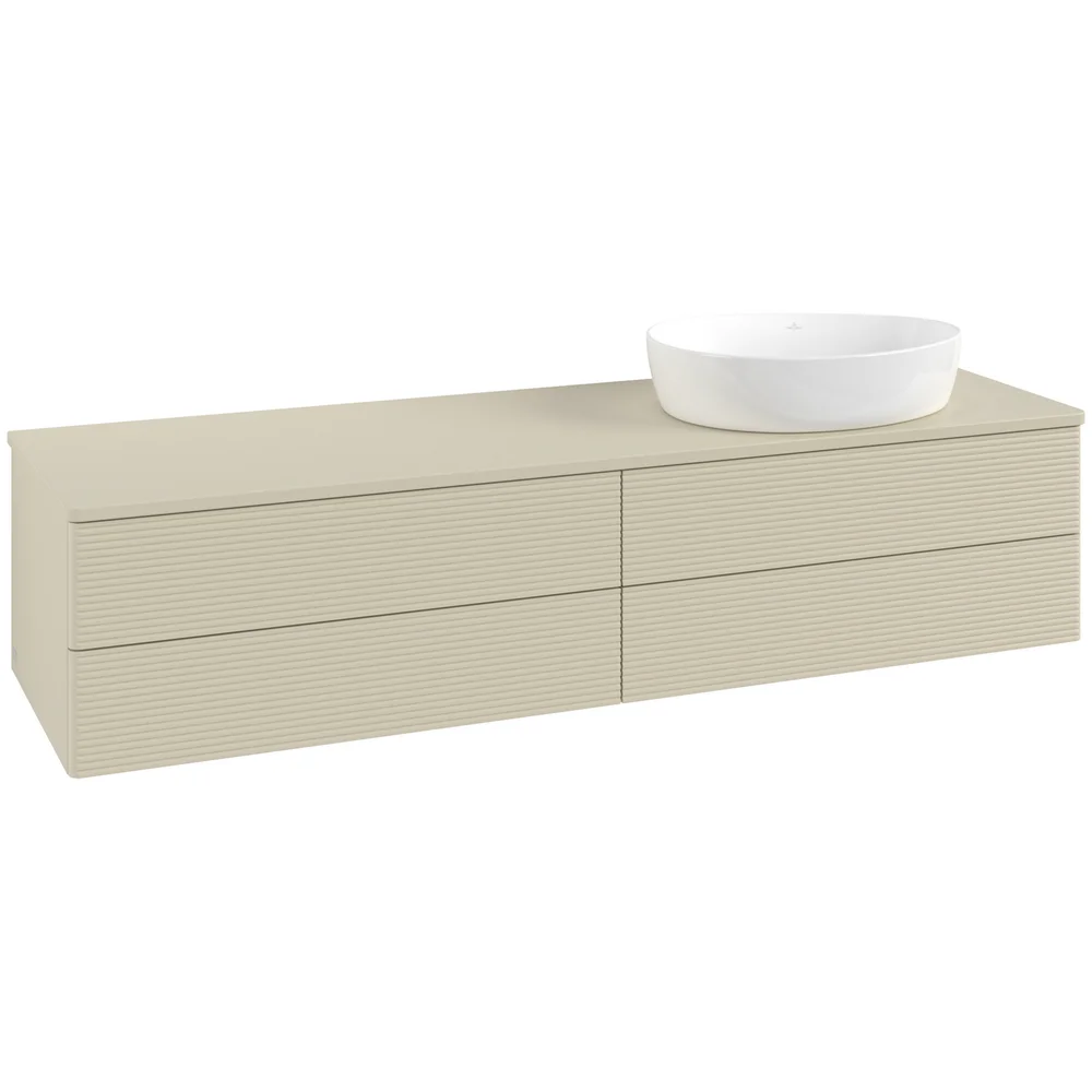 V&B ANTAO SERVANTSKAP 4 SKUFFER RILLET 1600X360X500 HØYRE M/KRANHULL SILKEGRÅ v:9662258