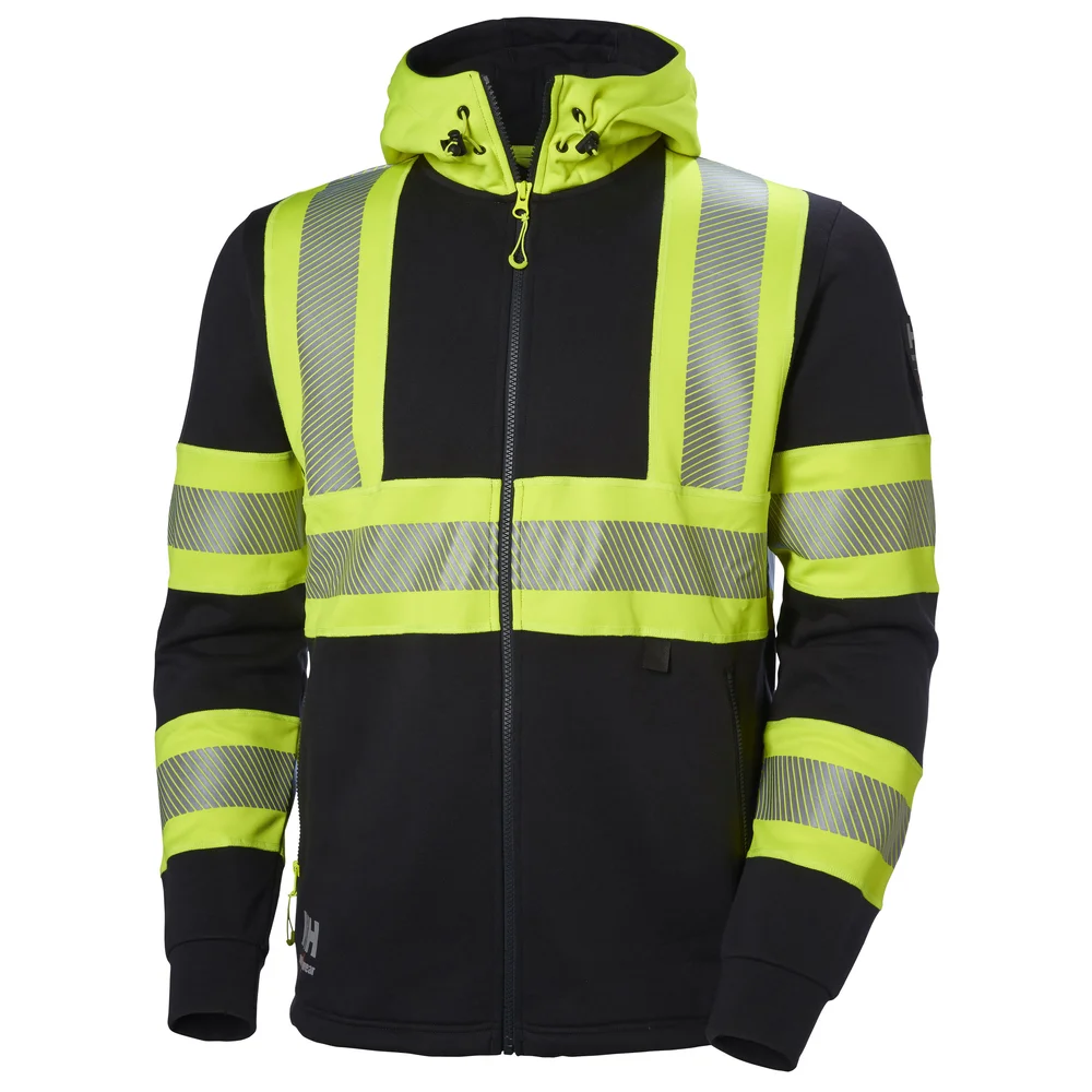 Helly Hansen Workwear Hettegenser ICU advarsel hel glidelås, klasse 1, svart/gul v:2620294