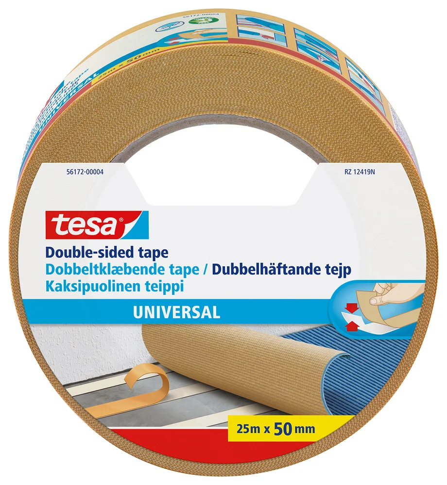 Teppetape universal 25m x 50mm inne dobbeltsidig permanent montering v:6638065